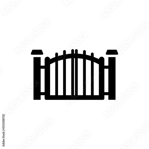 Iron Gate with Dual Side Supports and Ornamental Metal Design