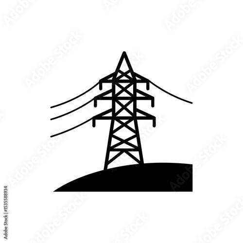 Electric Tower on Slope Power Transmission Infrastructure