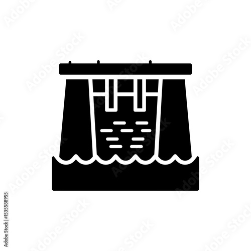 High Wall Dam Structure with Water Lines and Reservoir