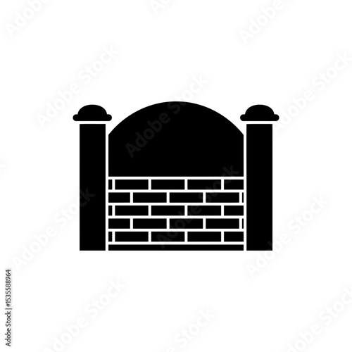Curved Brick Wall Gate Entrance with Decorative Architectural Design