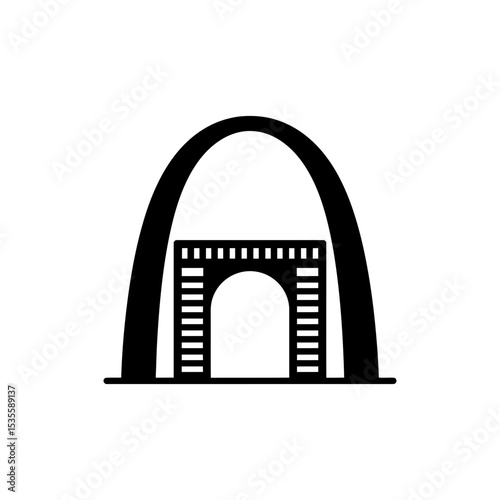 Arch monument with line detail historic architectural structure design