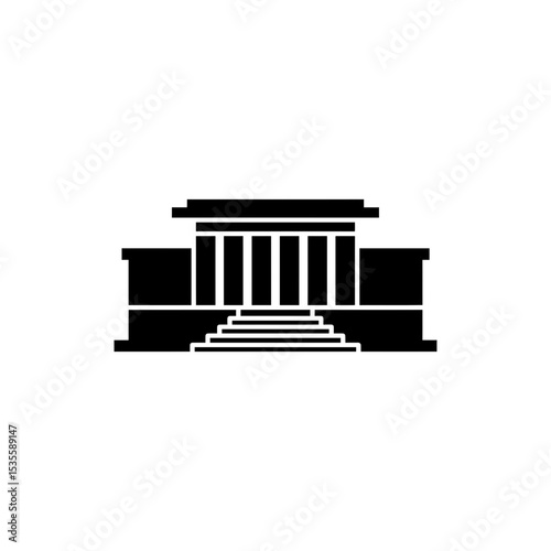 Art Museum with Flat Roof and Wide Stairs Icon Representing Cultural Venue