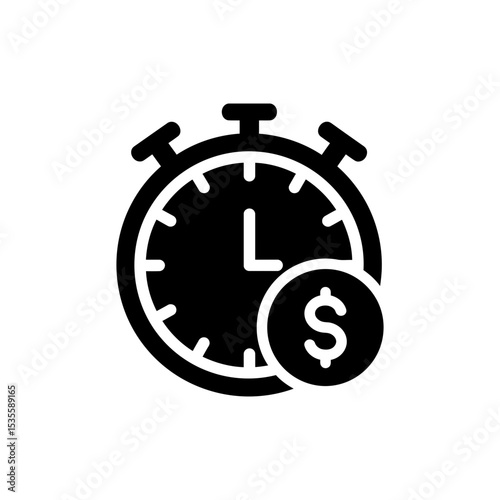Time clock with dollar sign representing hourly earnings and productivity