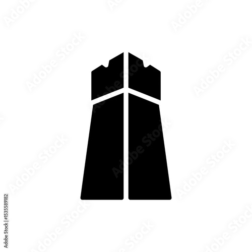 Ancient tower silhouette with open peak historic architectural structure