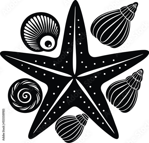 A starfish silhouette on white background