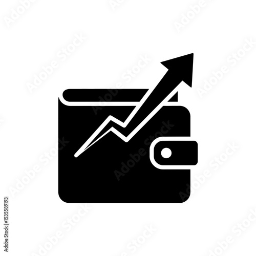 Wallet with arrow graph trend representing positive financial growth