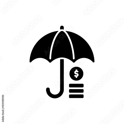 Money savings under umbrella icon representing financial protection