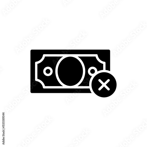 Rejected Bill with Cross Mark Payment Refusal Icon