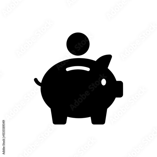 Traditional Piggy Bank with Coin for Savings and Money Accumulation