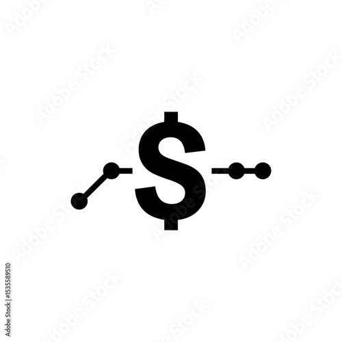 Dollar sign with data line icon for financial analytics and trends