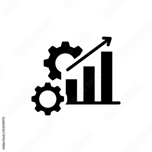Currency gear and bar chart representing financial growth and management
