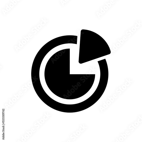 Coin with pie slice icon representing investment portfolio and shares