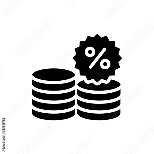 Stack of Coins with Percent Tag Indicating Interest or Discount