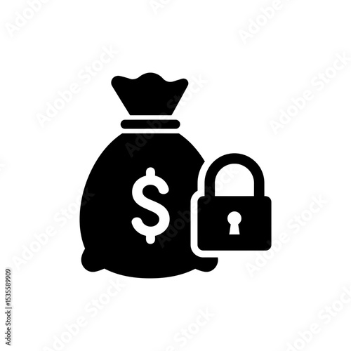 Bag of money with lock symbolizing secure financial savings