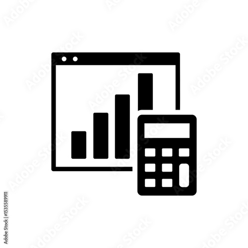 Bar Chart with Calculator Icon for Financial Analysis and Planning