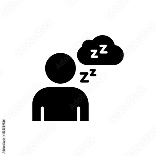 Person sleeping with ZZZ cloud icon for peaceful night rest