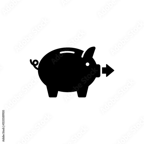 Arrow pointing to piggy bank symbolizing savings and investment