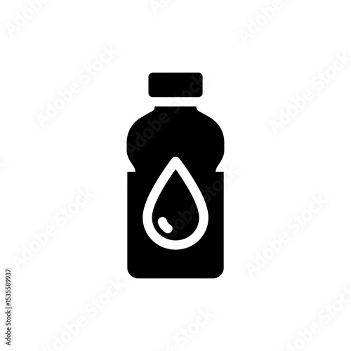 Water bottle with fresh droplet icon for healthy hydration tracking