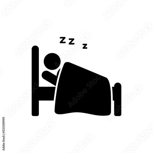 Person with Wrapped Head on Bed Icon Representing Illness and Rest