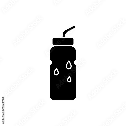 Sweating Bottle with Straw Icon Indicating Cold Refreshing Drink