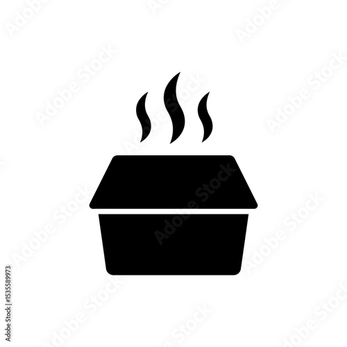 Steaming healthy meal box icon for fresh food delivery and prep
