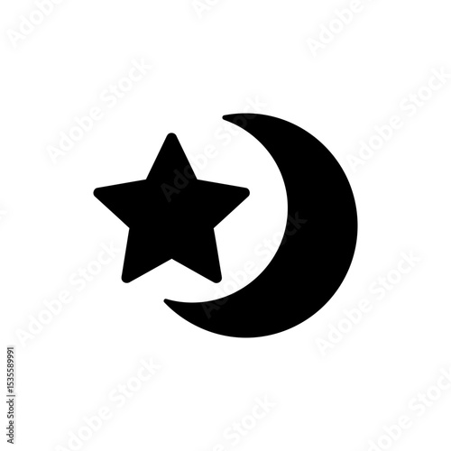 Star and Moon Cuddled Together Symbolizing Night and Peace