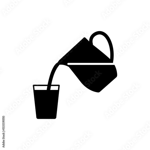 Pitcher Pouring Fresh Water Into Clear Glass