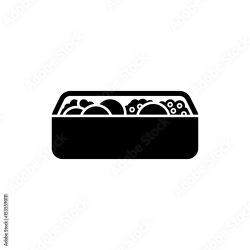 Packed Bento Box with Balanced Meal Portion Icon