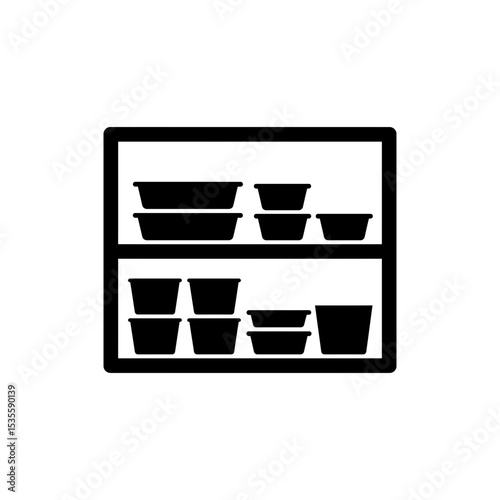 Organized Shelf of Prepped Meals Ready for Consumption Icon