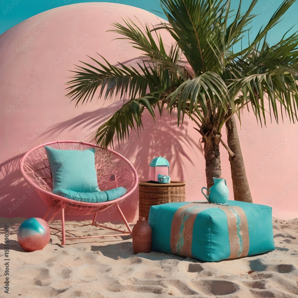 Obraz premium beach chair and palms