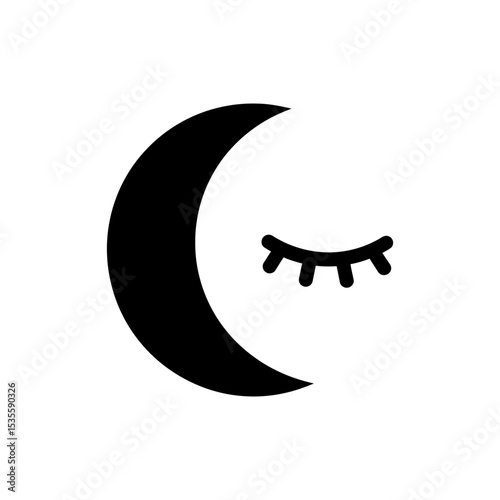 Closed Eye Under Crescent Moon Night Icon