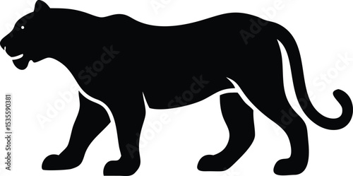 Black silhouette illustration of a walking panther depicting strength and wildlife elegance