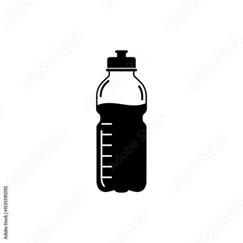 Cold Bottle with Hydration Lines and Refreshing Water Icon