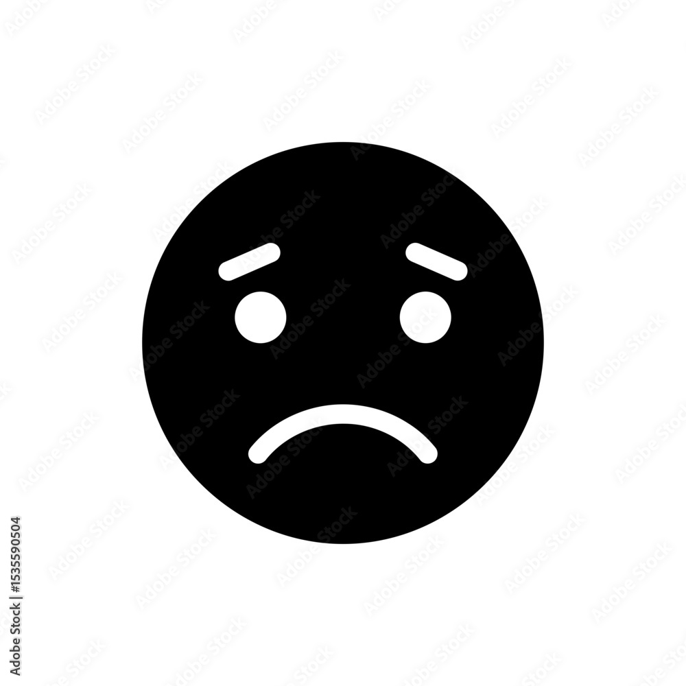 Fototapeta premium Weary yellow face emoji with exhausted sad expression for social media