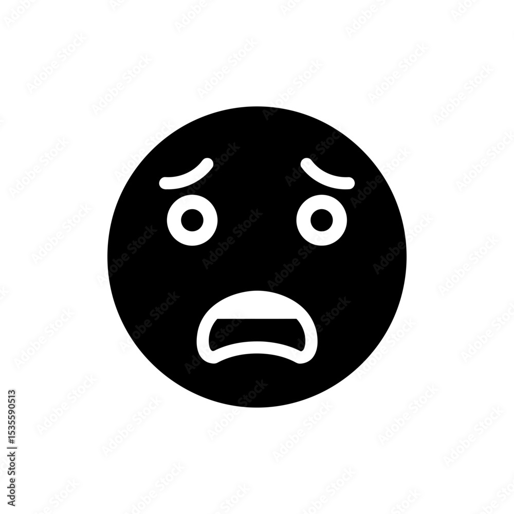 Fototapeta premium Trembling mouth with widened eyes showing shock and fear expression
