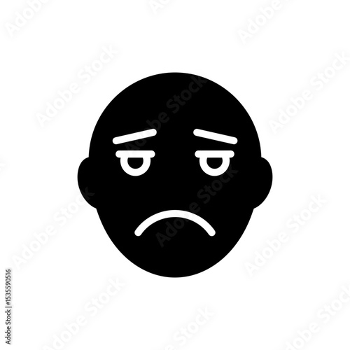 Troubled Face with Uneven Eyebrows Emotion Icon