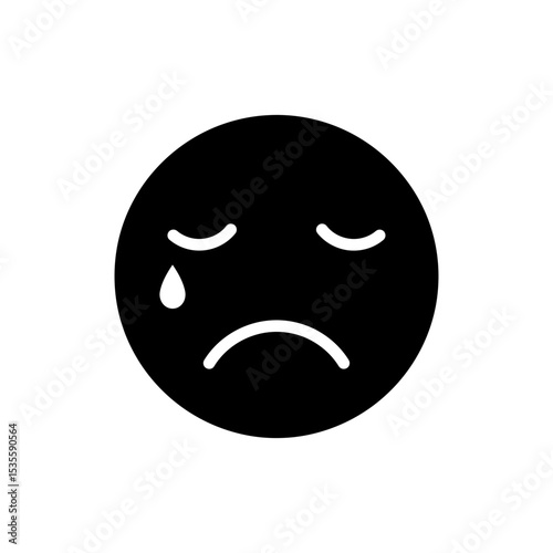 Teary-eyed face with frown and wrinkled forehead emotion