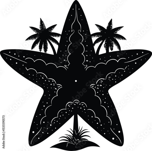 A starfish silhouette on white background