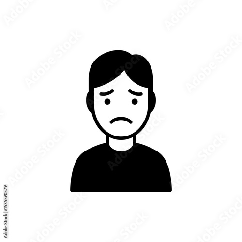 Sad person with pale face expressing quiet sorrow and melancholy