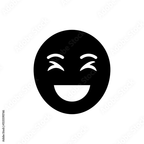 Open-mouthed laughter with squinting eyes joyful happy expression
