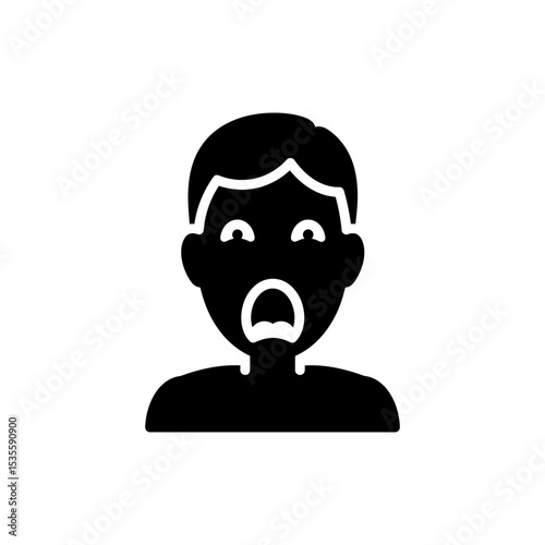 Person with horrified scream and frozen face showing fear
