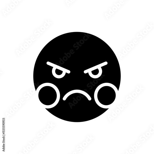 Grumpy scowl with puffed cheeks unhappy expression