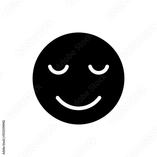 Happy face with eyes closed gently smiling softly
