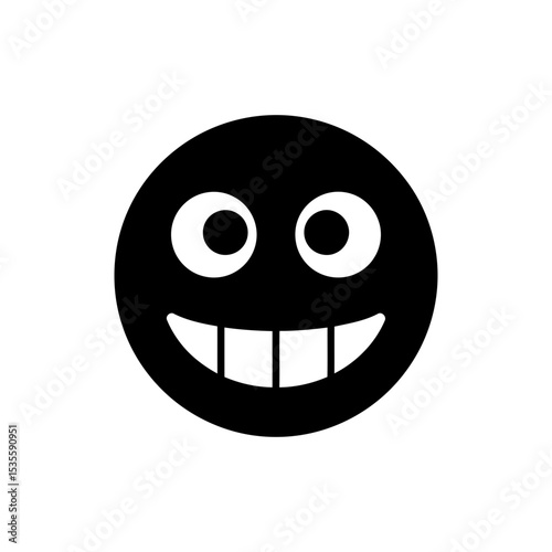 Goofy teeth grin with bug eyes showing silly and exaggerated expression