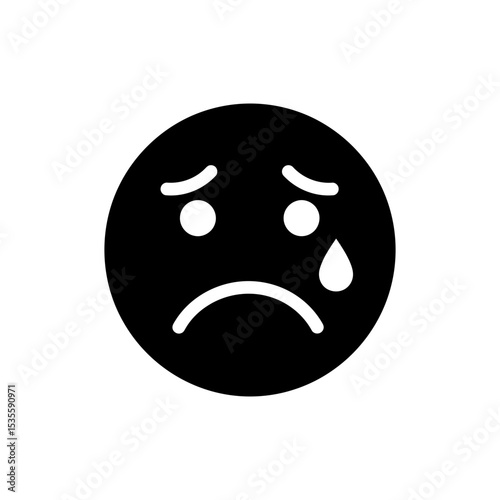 Gloomy face with a single tear showing sadness and sorrow