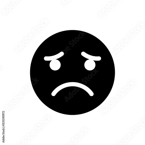 Gloomy face with hunched eyebrows expressing worry and distress