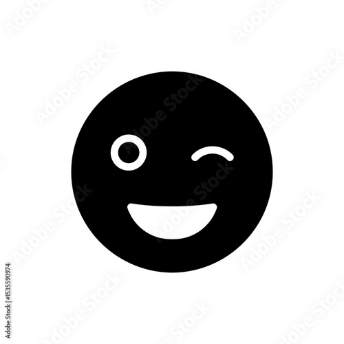 Giggling face with one eye shut expressing cheeky amusement