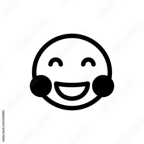 Giggling face with cheeks puffed out showing playful laughter