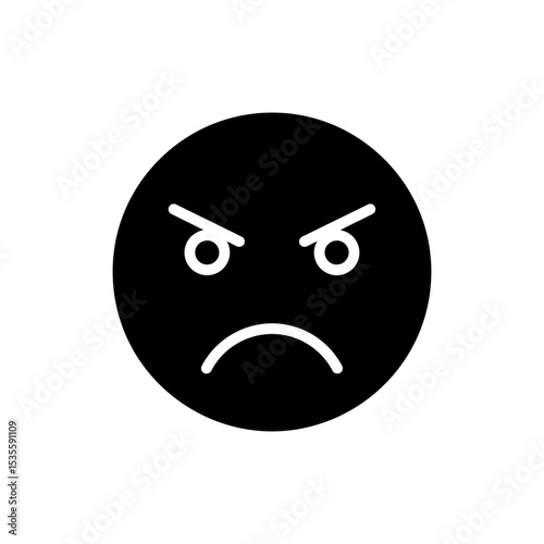 Person with displeased face and downturned eyebrows expression