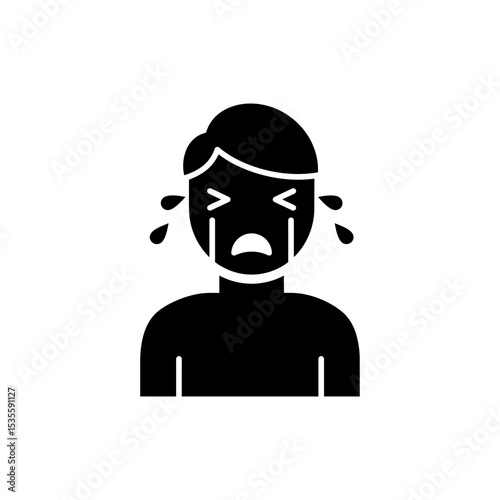 Character Crying Loudly With Open Mouth Emotional Outburst